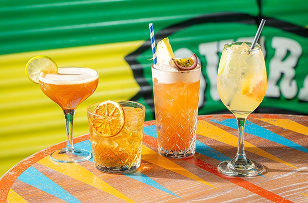 Sundowners together with colourful background