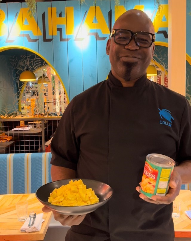 Chef Collin with delicious sauteed ackee