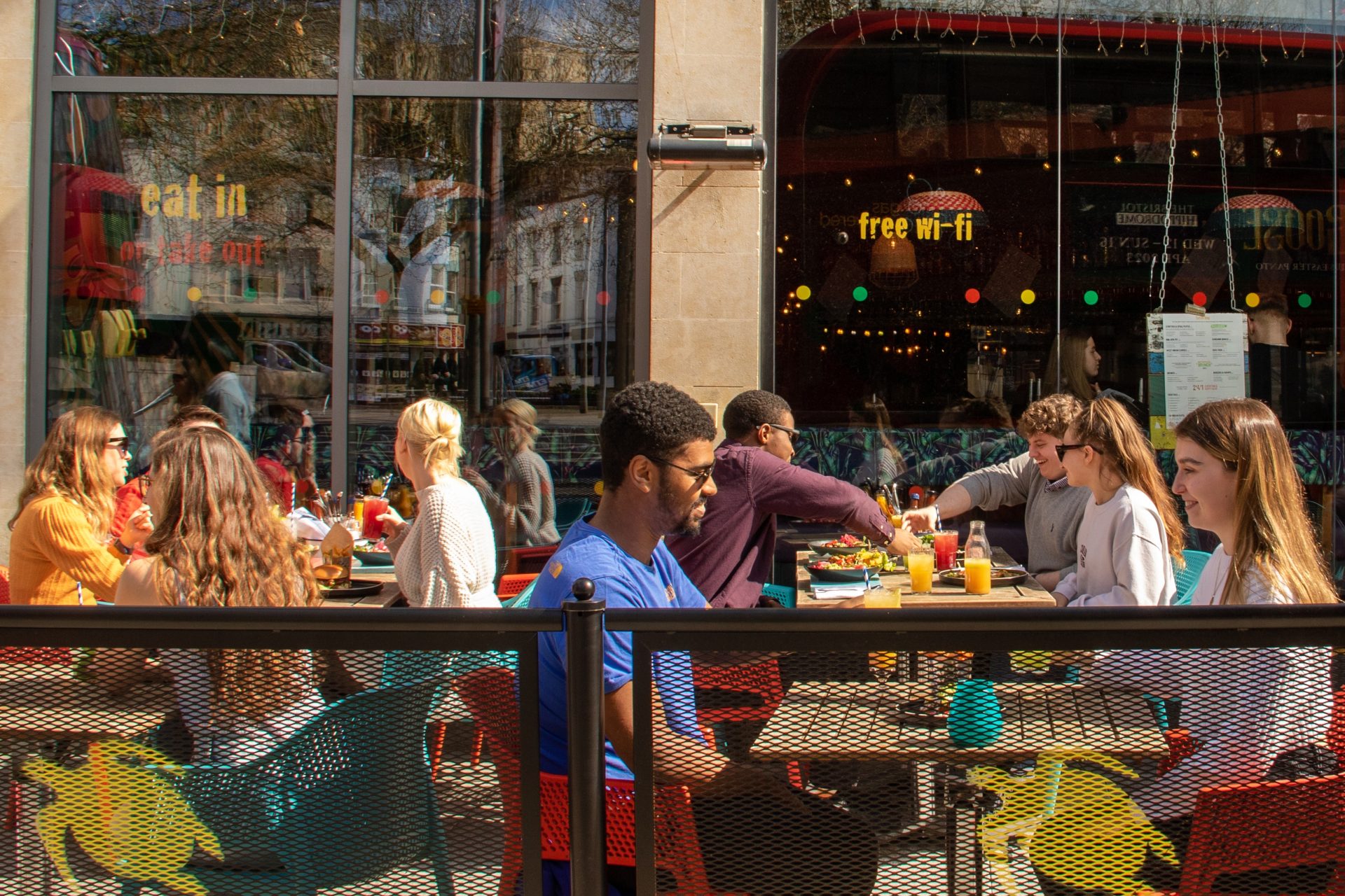 Guests outside in the sunshine at Turtle Bay Bristol Broad Quay